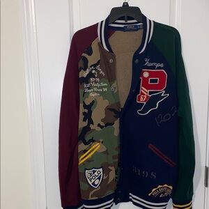 Polo Varsity Jacket with Multicolor Design